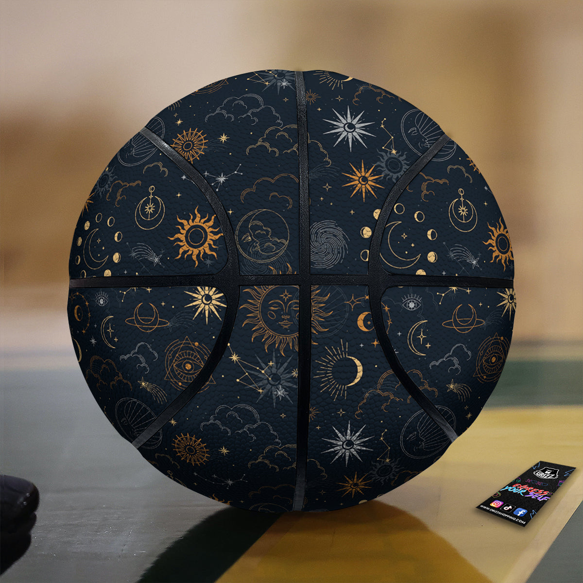 Celestial Vintage Print Pattern Basketball