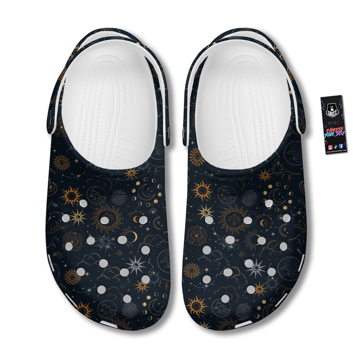 Celestial Vintage Print Pattern Clog-grizzshop