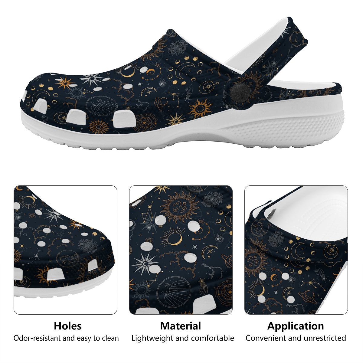 Celestial Vintage Print Pattern Clog-grizzshop