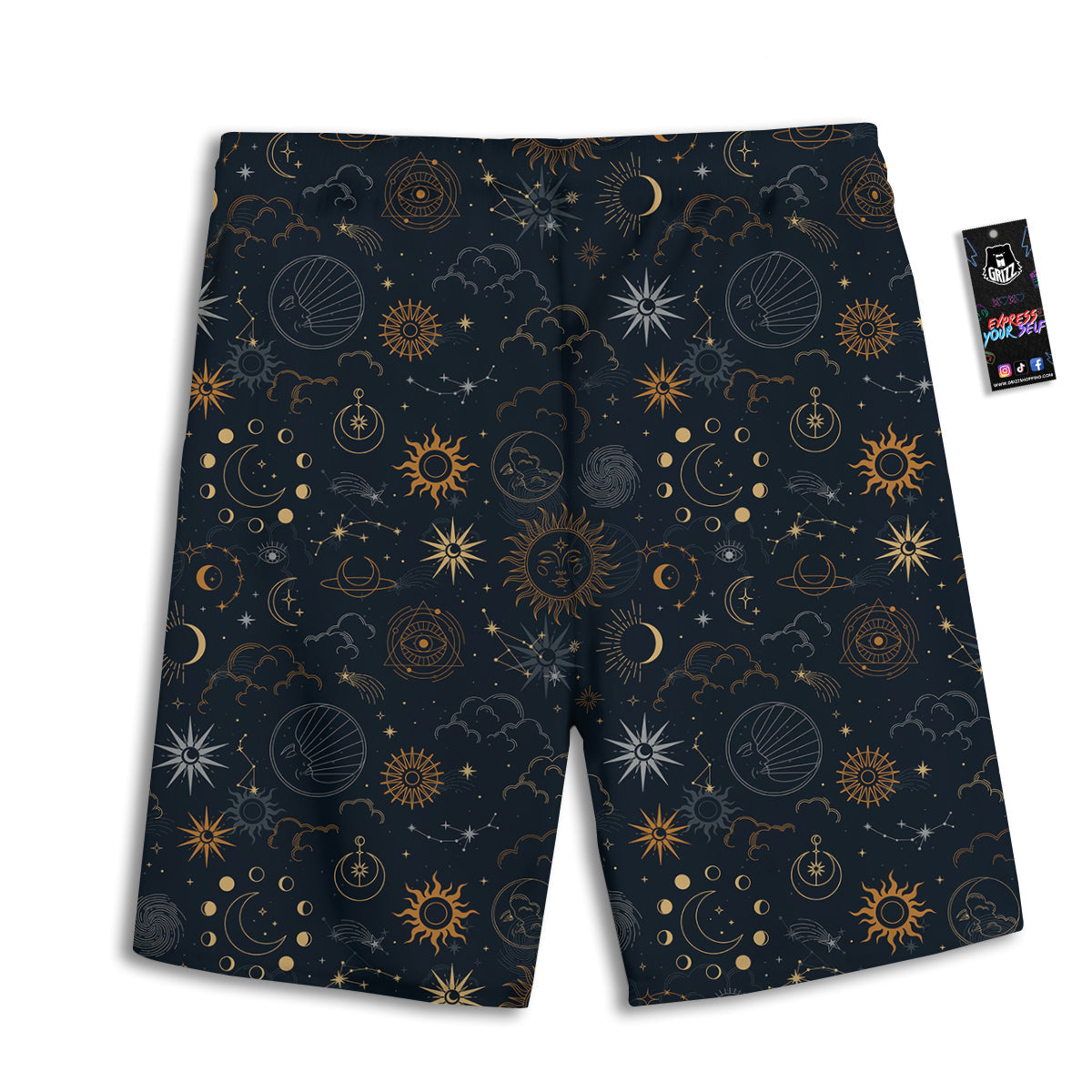 Celestial Vintage Print Pattern Men's Athletic Shorts