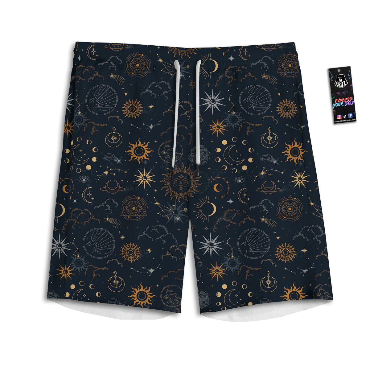 Celestial Vintage Print Pattern Men's Athletic Shorts