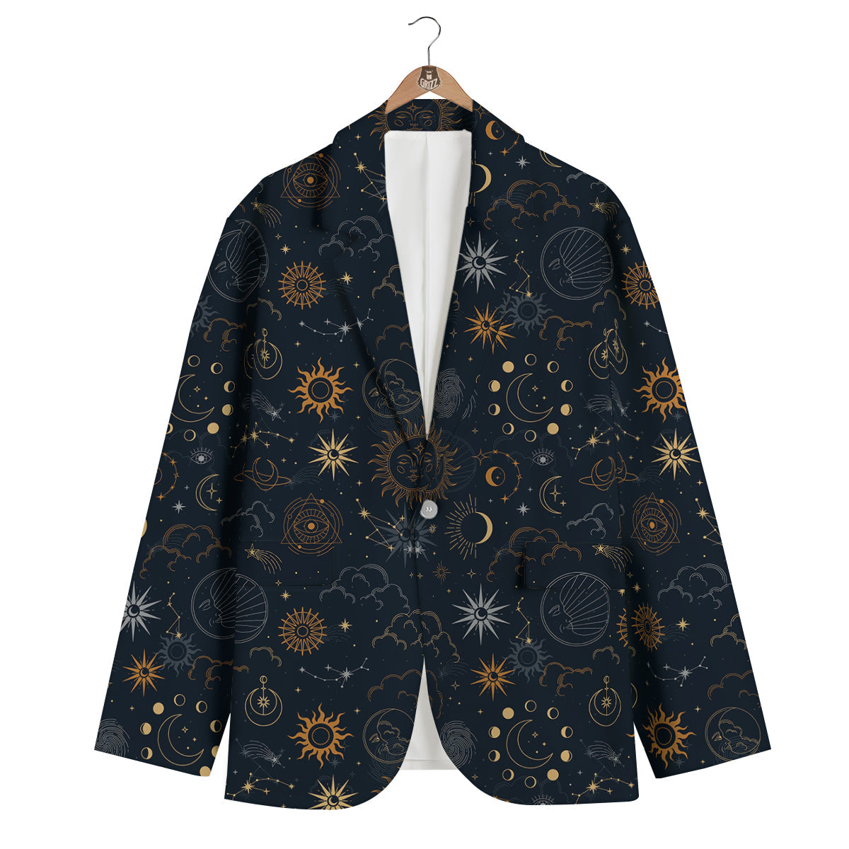 Celestial Vintage Print Pattern Men's Blazer-grizzshop