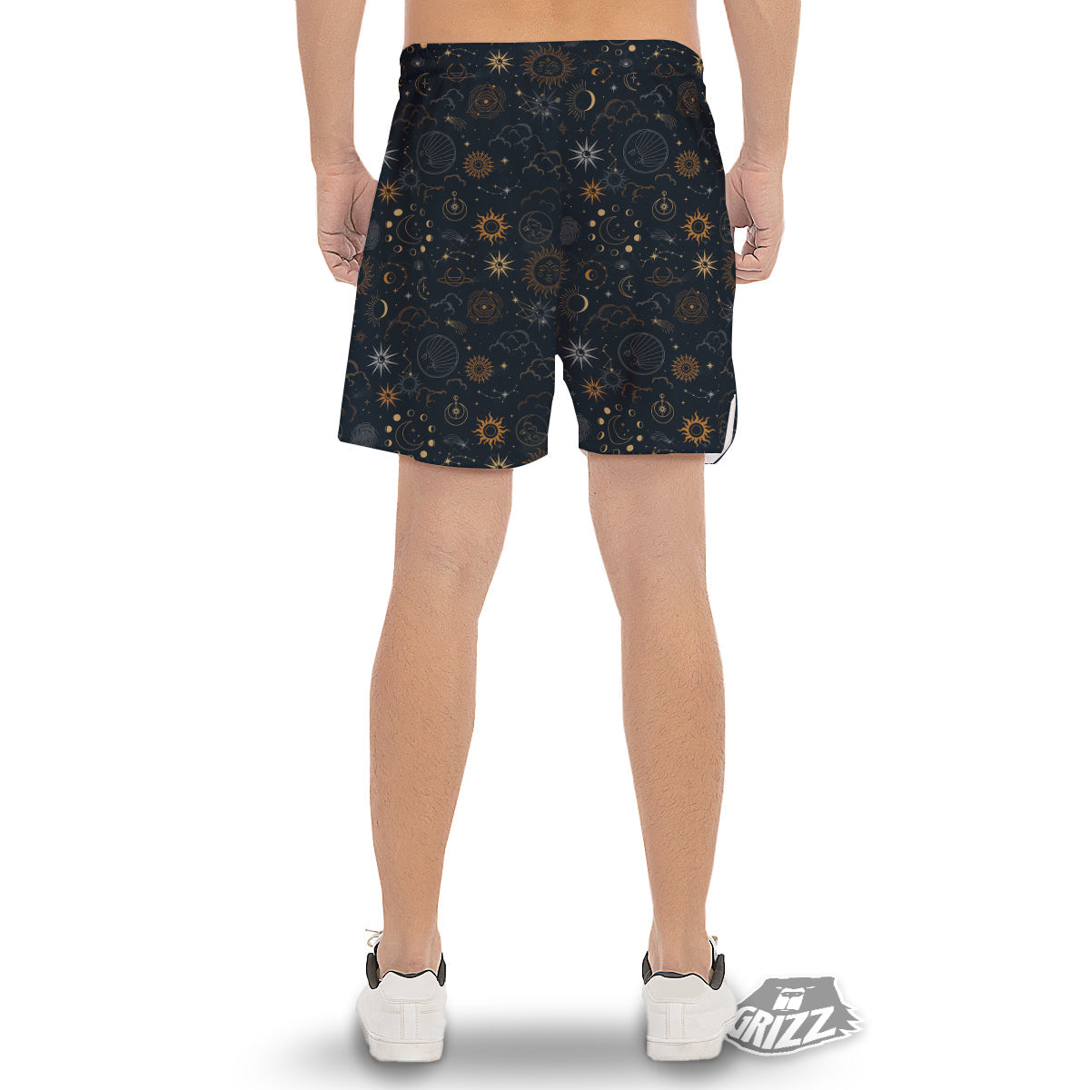 Celestial Vintage Print Pattern Men's Gym Shorts-grizzshop