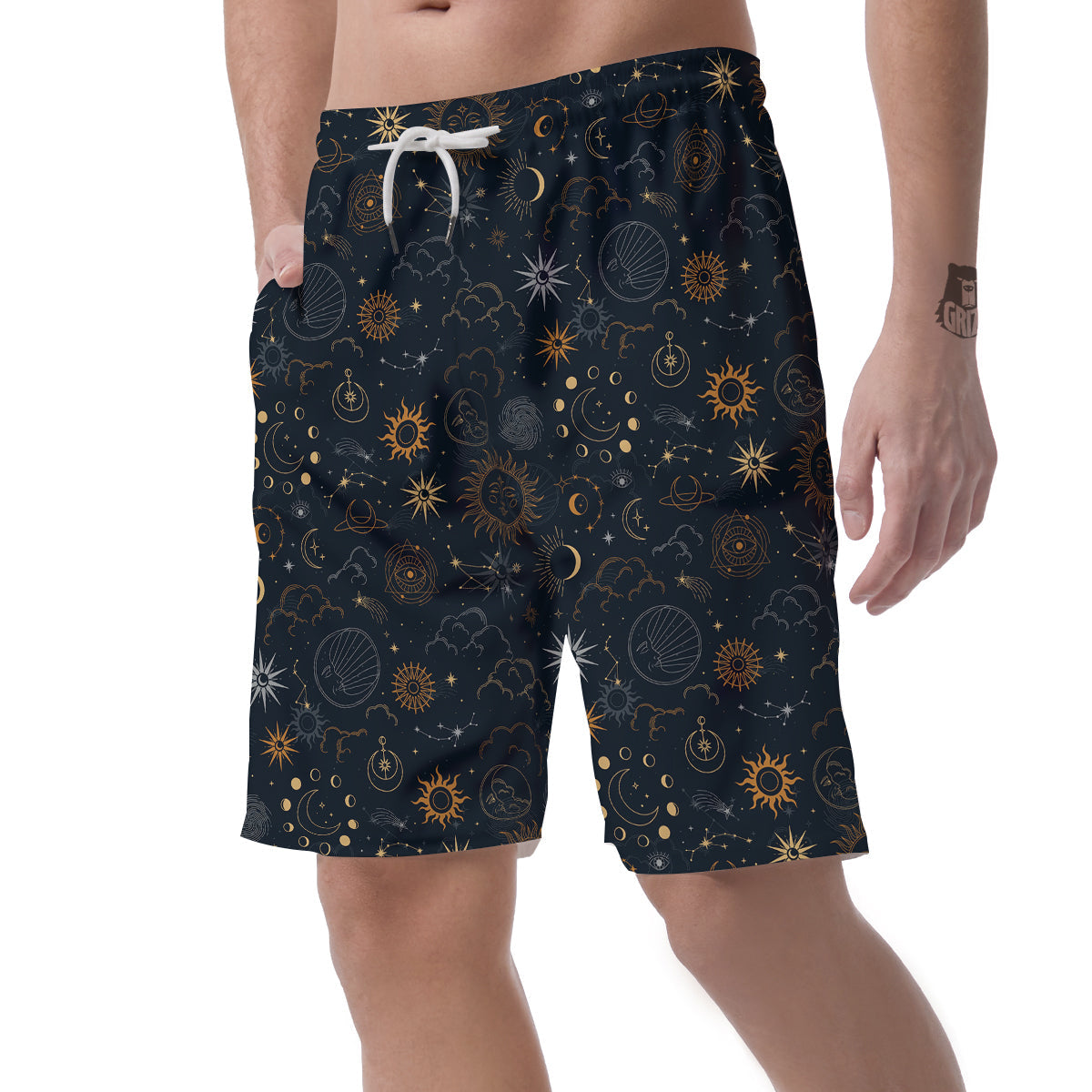 Celestial Vintage Print Pattern Men's Shorts-grizzshop