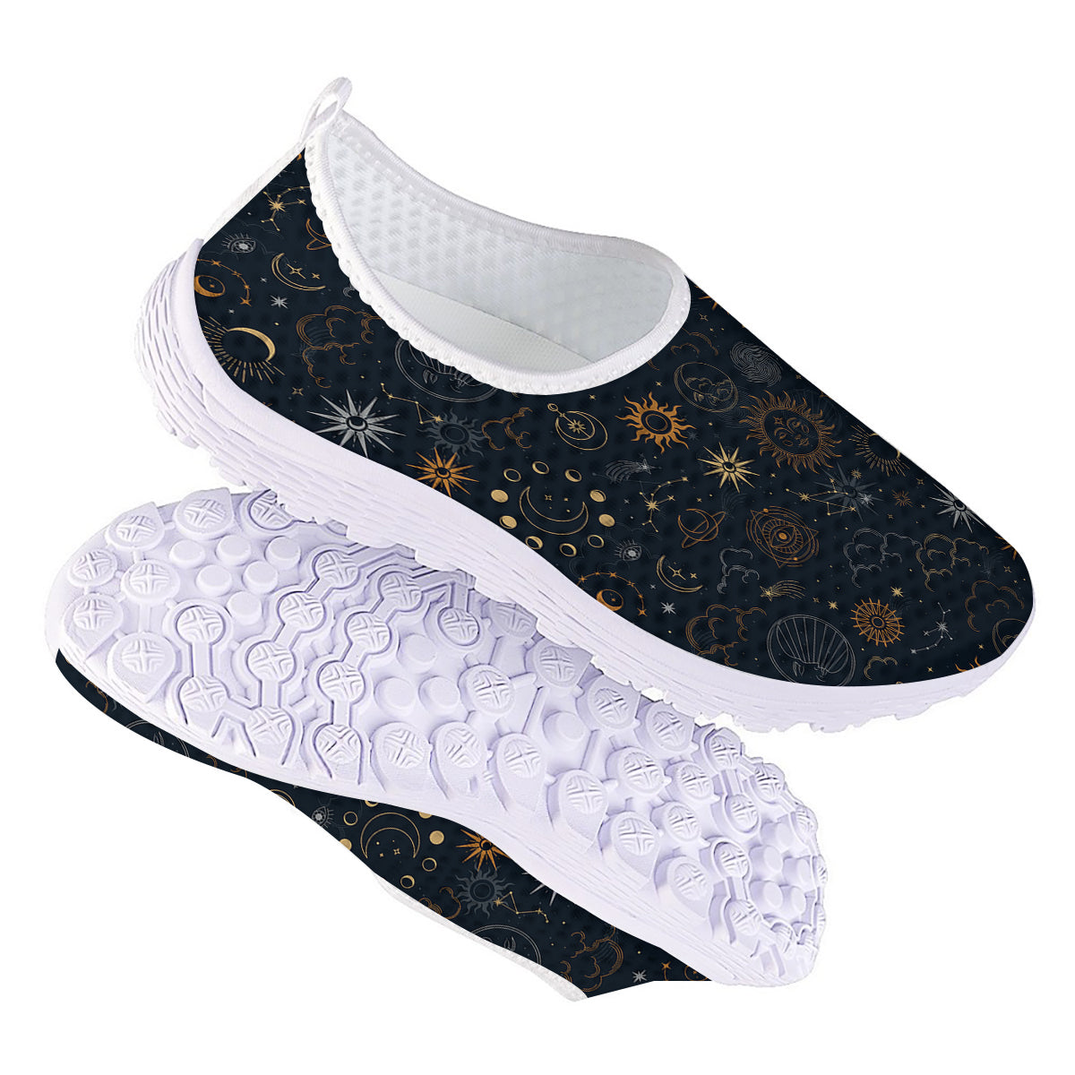 Celestial Vintage Print Pattern Nurse Shoes-grizzshop