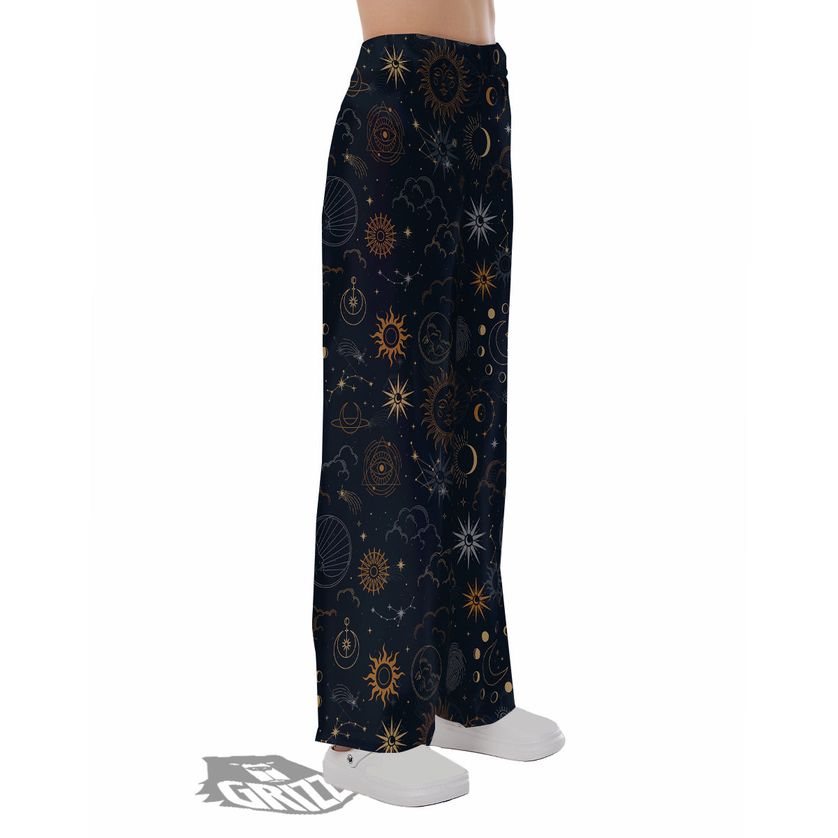 Celestial Vintage Print Pattern Pajama Pants-grizzshop