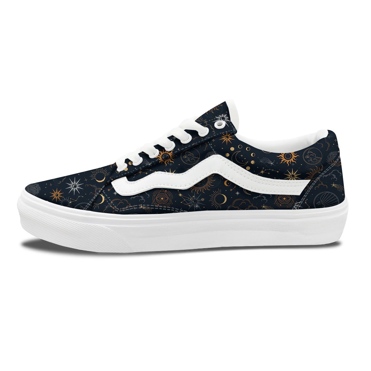 Celestial Vintage Print Pattern Skate Shoes-grizzshop