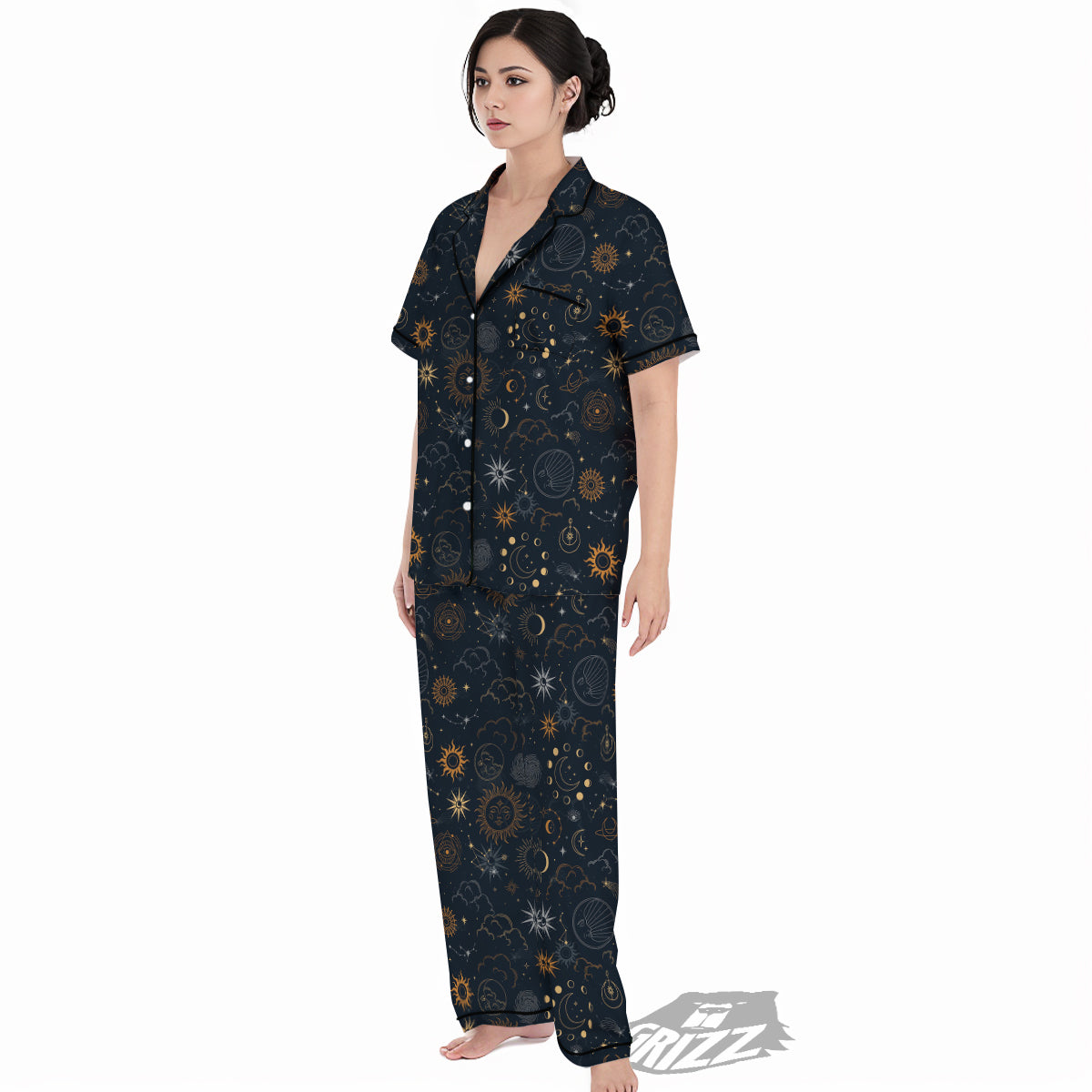 Celestial Vintage Print Pattern Women's Pajamas Set-grizzshop