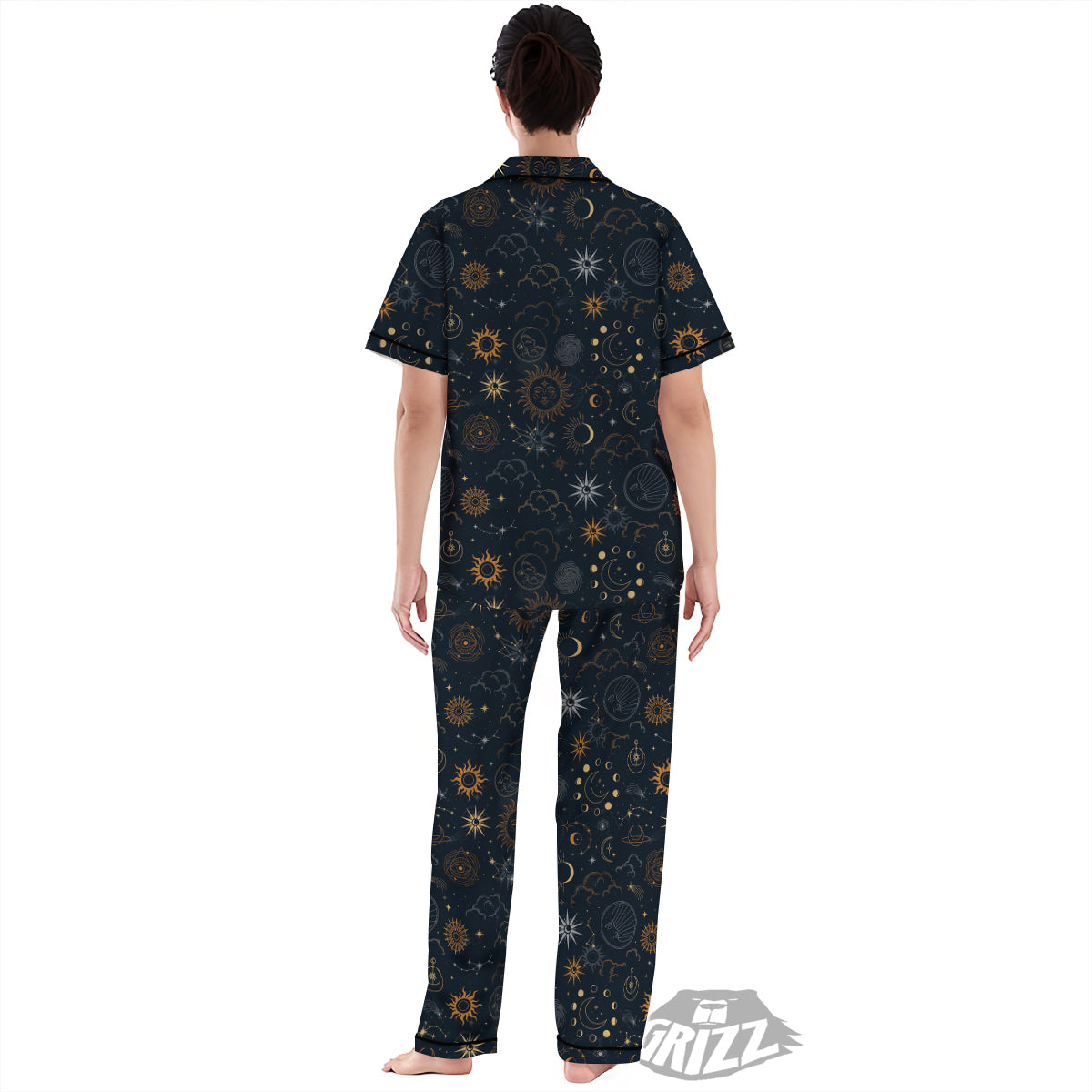 Celestial Vintage Print Pattern Women's Pajamas Set-grizzshop