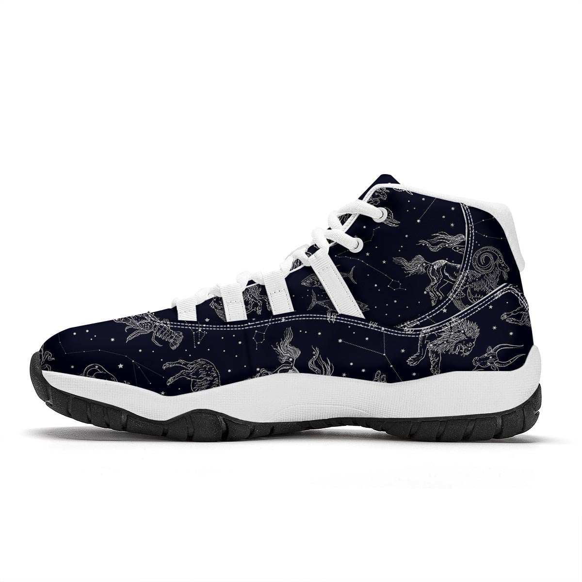 Celestial Zodiac Pattern Print White Bball Shoes-grizzshop