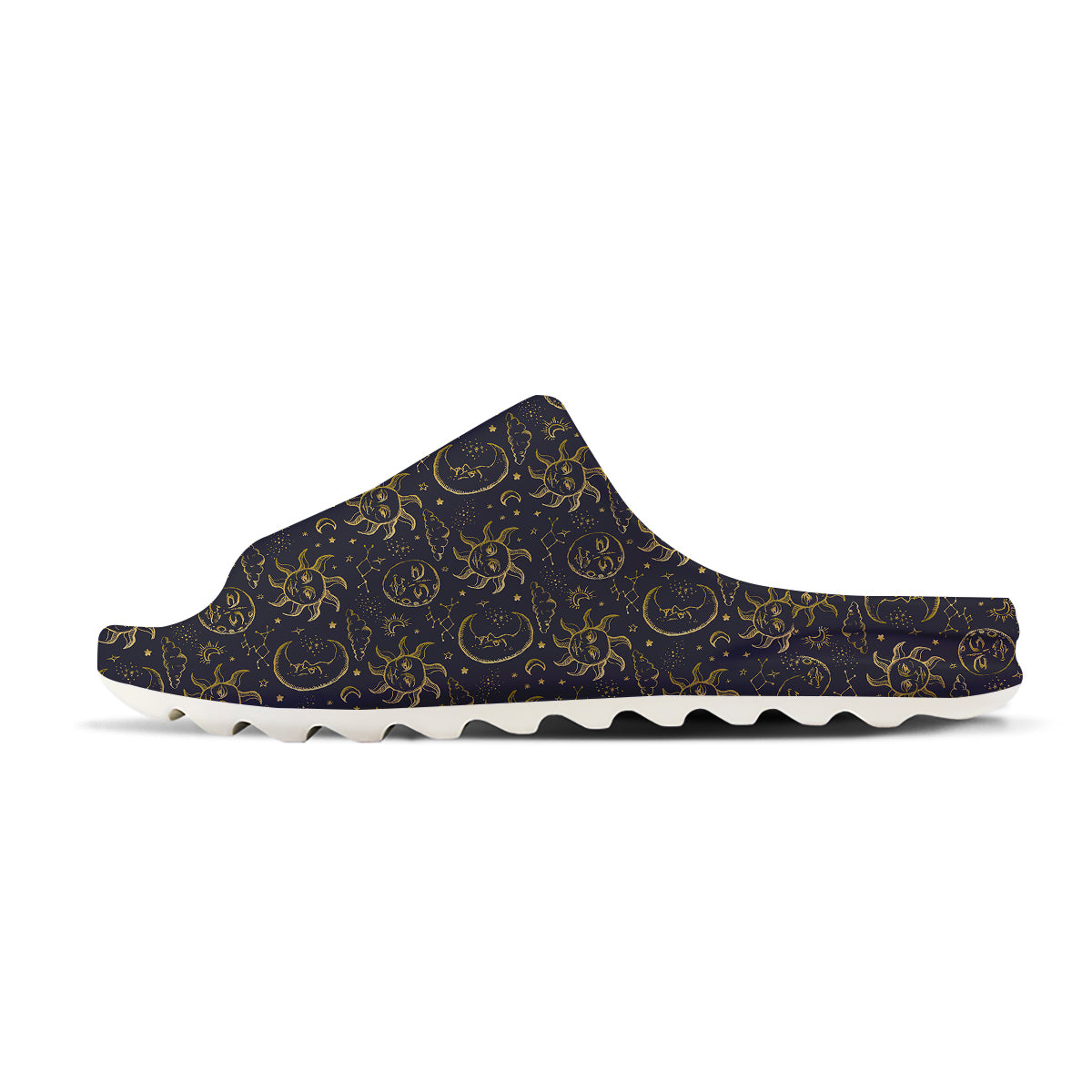 Celestial Gold And Black Print Pattern Sandals-grizzshop