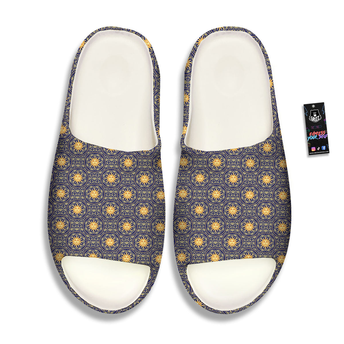 Celestial Gold And Blue Print Pattern Sandals-grizzshop