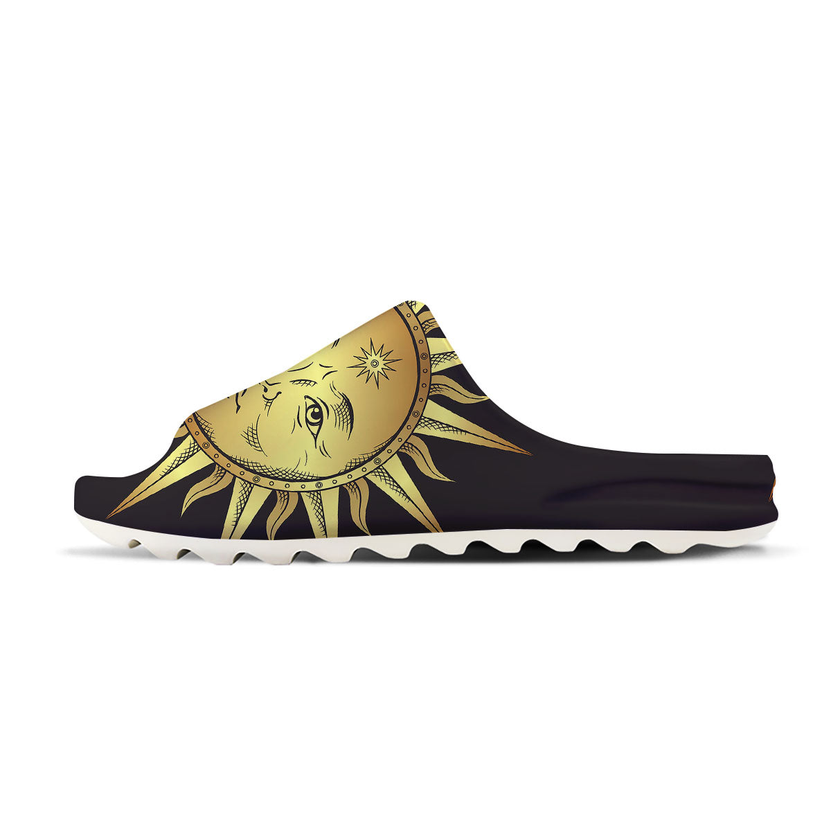 Celestial Sun Gold And Black Print Sandals-grizzshop