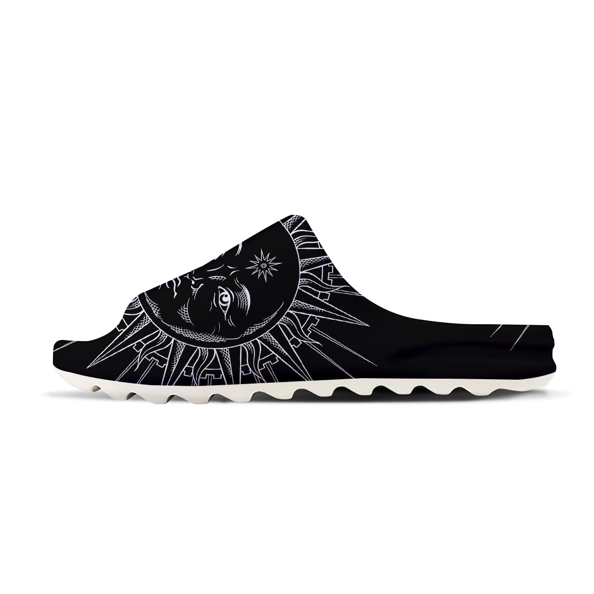 Celestial Sun White And Black Print Sandals-grizzshop