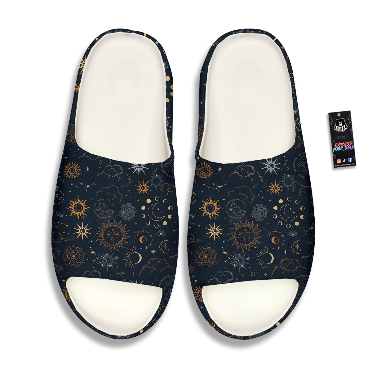 Celestial Vintage Print Pattern Sandals-grizzshop