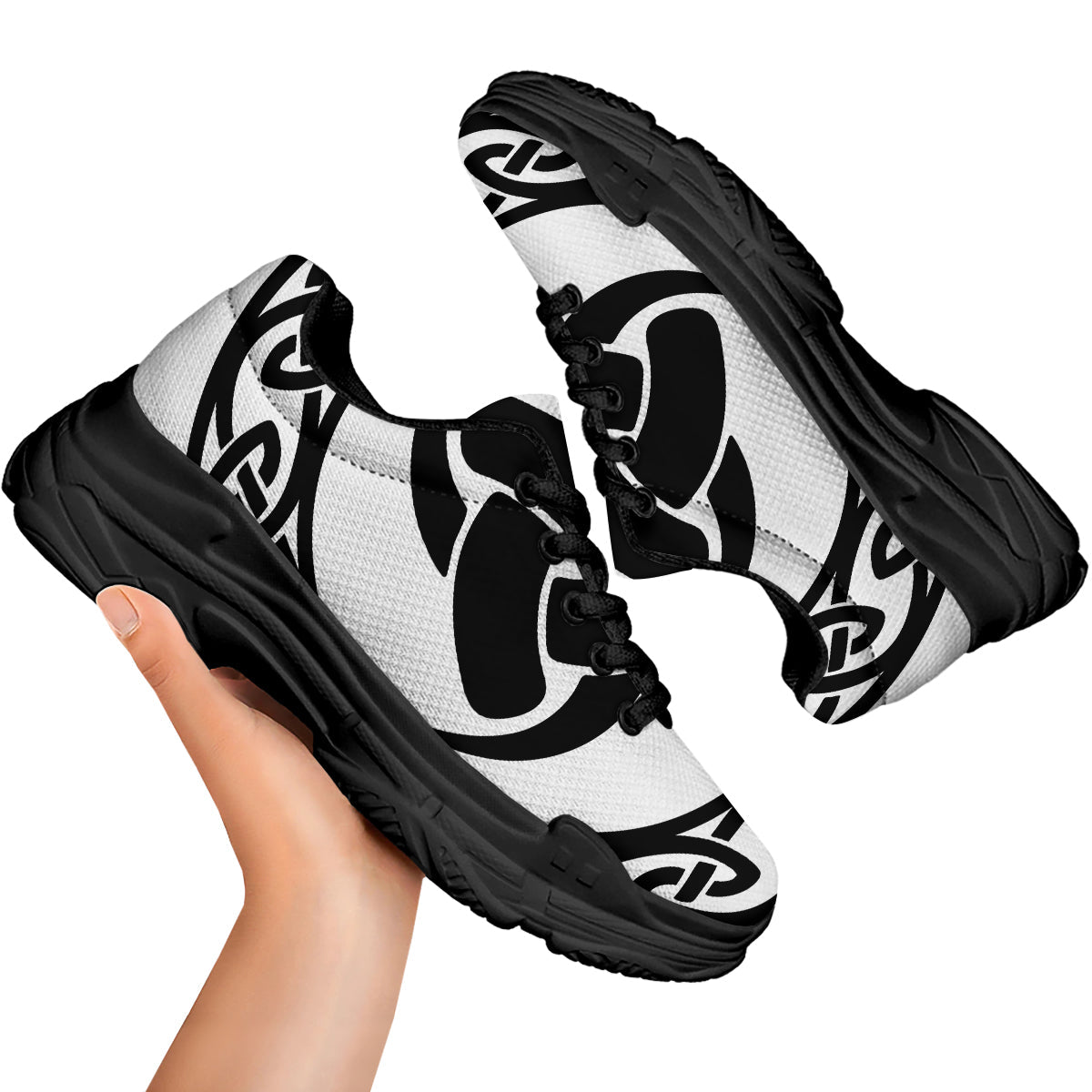 Celtic Endless Knot Symbols Print Black Chunky Shoes-grizzshop