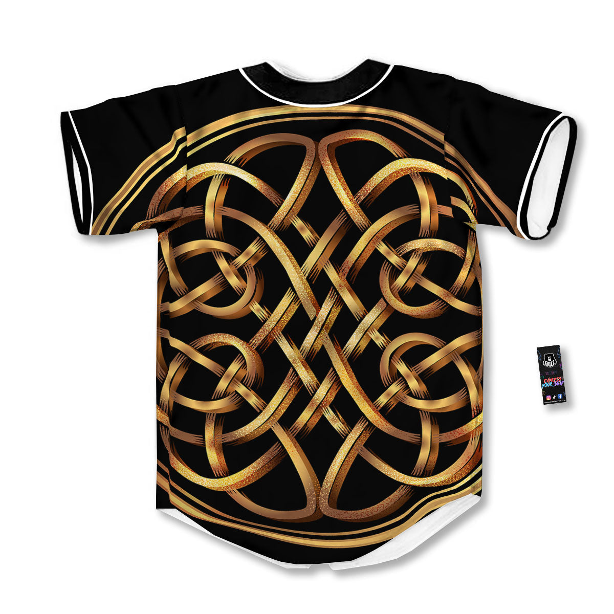 Celtic Knot Golden Print Baseball Jersey-grizzshop