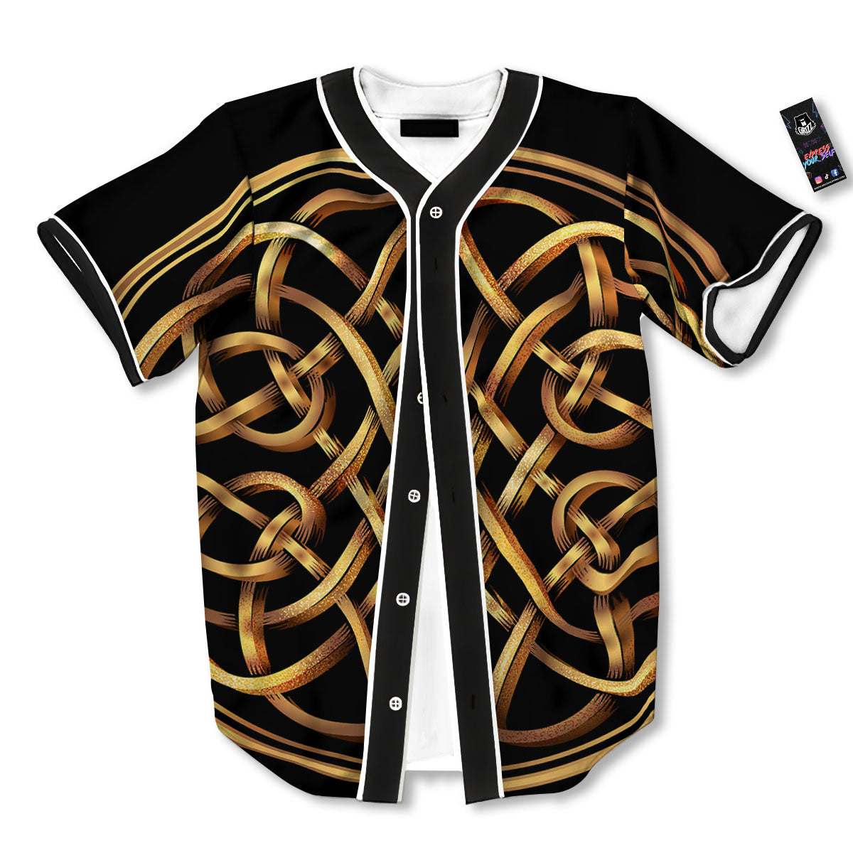 Celtic Knot Golden Print Baseball Jersey-grizzshop