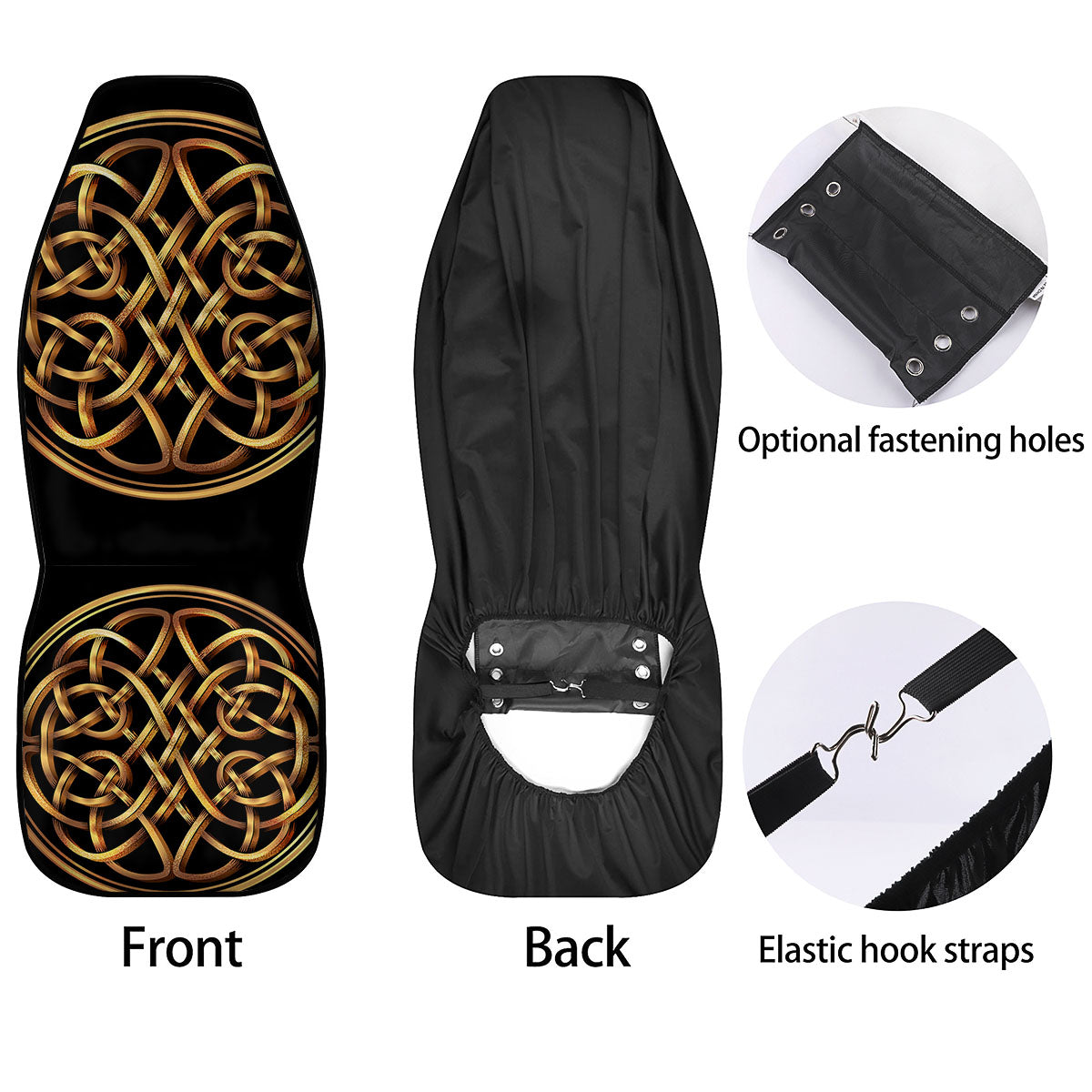 Celtic Knot Golden Print Car Seat Covers-grizzshop