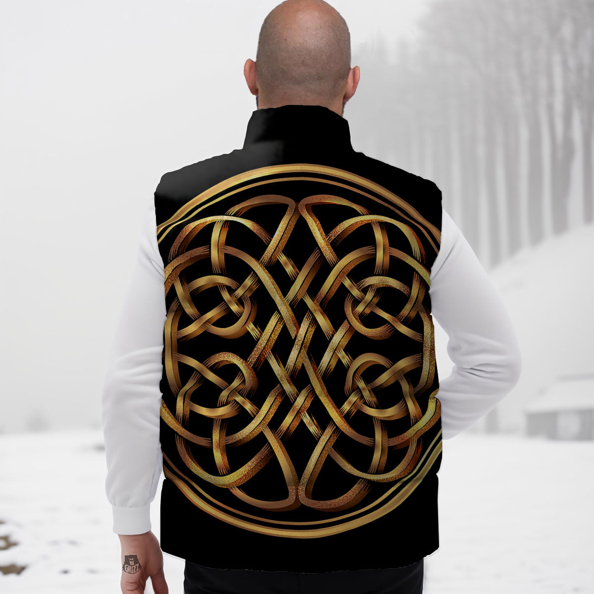 Celtic Knot Golden Print Down Vest