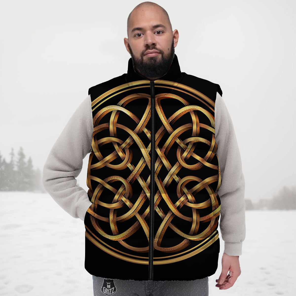 Celtic Knot Golden Print Down Vest