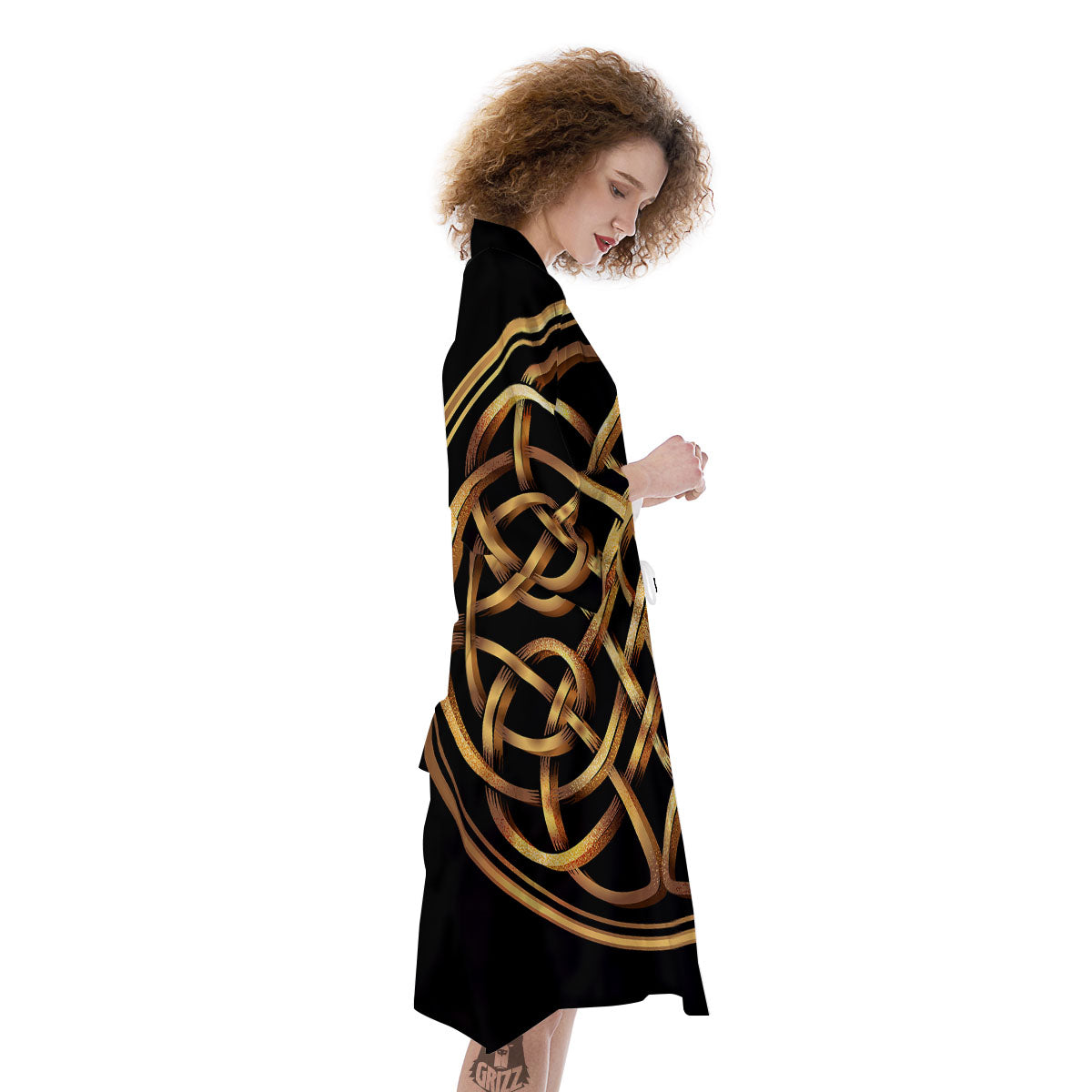 Celtic Knot Golden Print Kimono-grizzshop