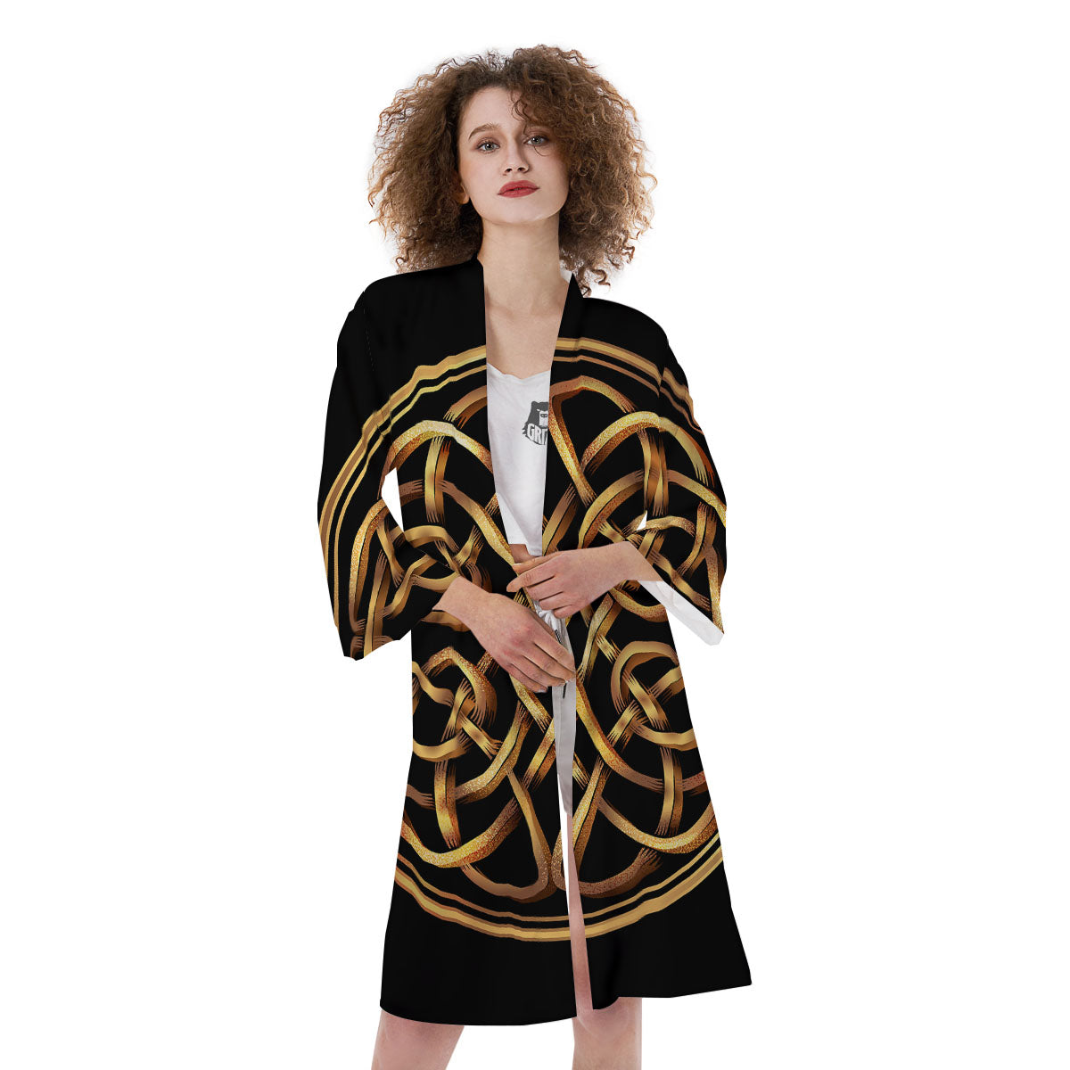 Celtic Knot Golden Print Kimono-grizzshop