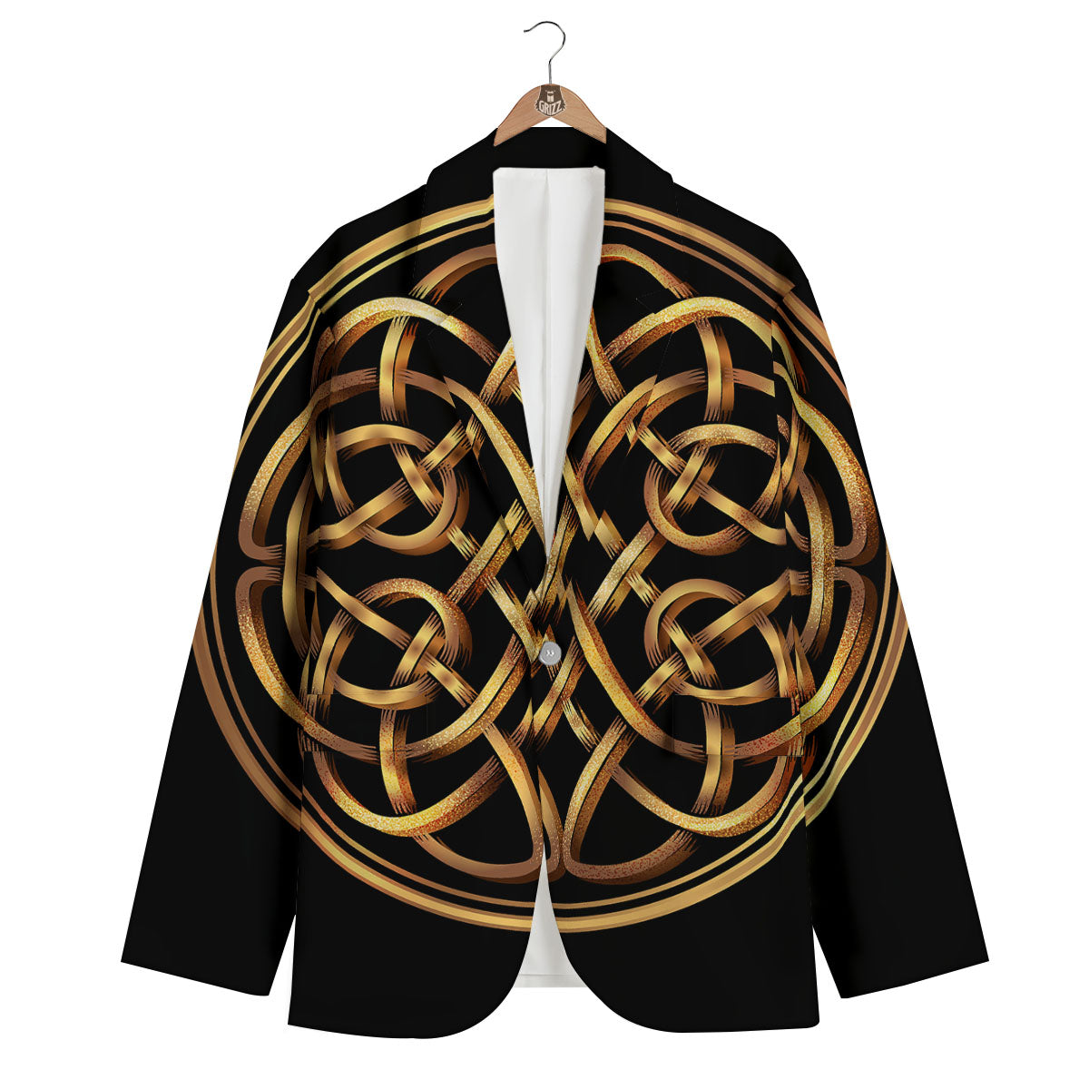 Celtic Knot Golden Print Men's Blazer-grizzshop