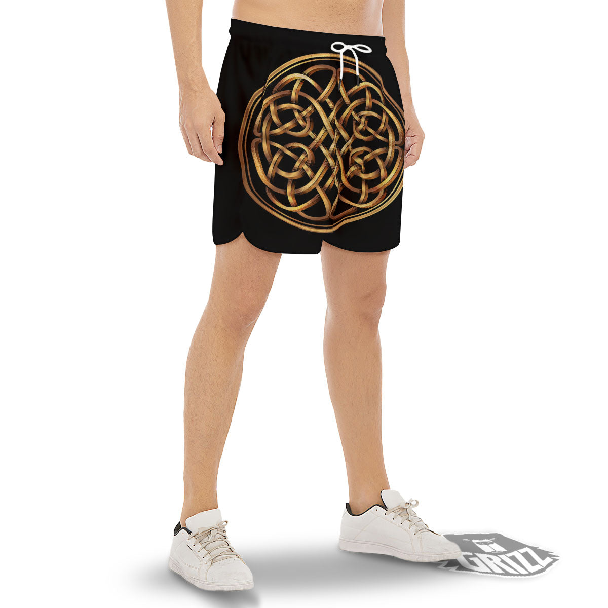 Celtic Knot Golden Print Men's Gym Shorts-grizzshop
