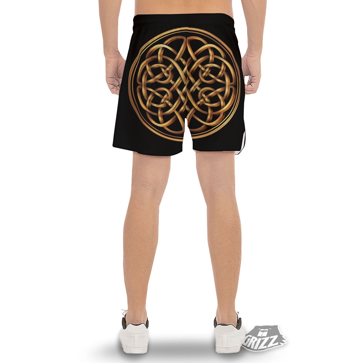 Celtic Knot Golden Print Men's Gym Shorts-grizzshop