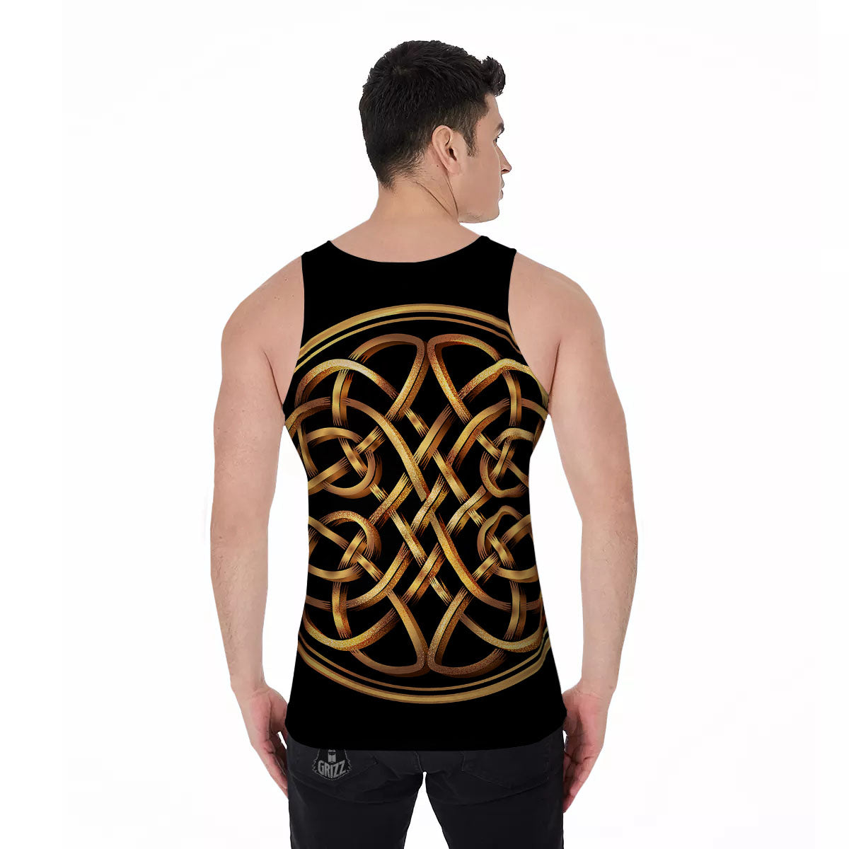 Celtic Knot Golden Print Men's Tank Top-grizzshop