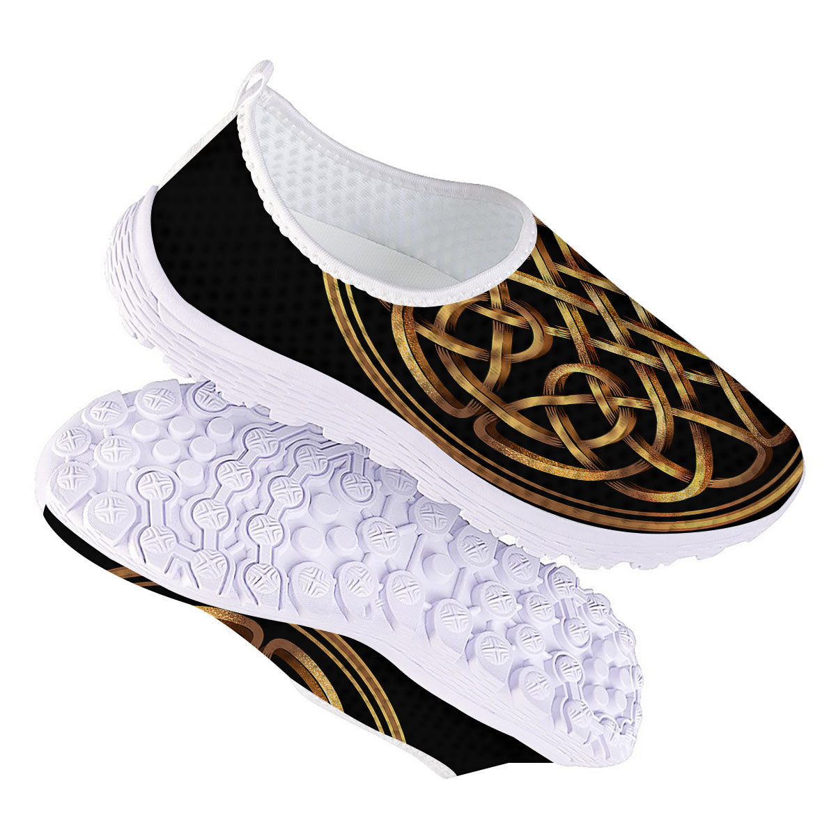 Celtic Knot Golden Print Nurse Shoes-grizzshop