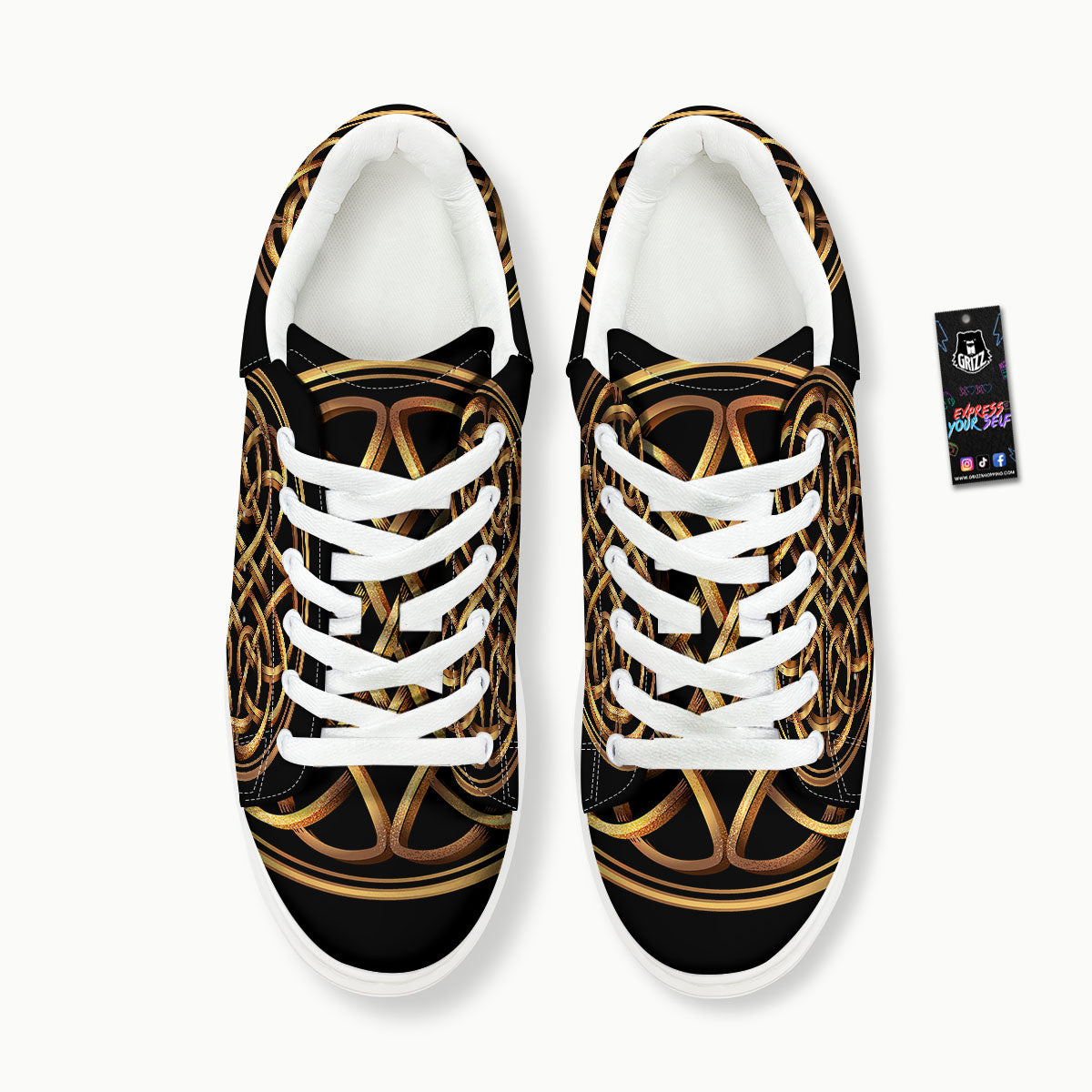 Celtic Knot Golden Print Platform Shoes-grizzshop