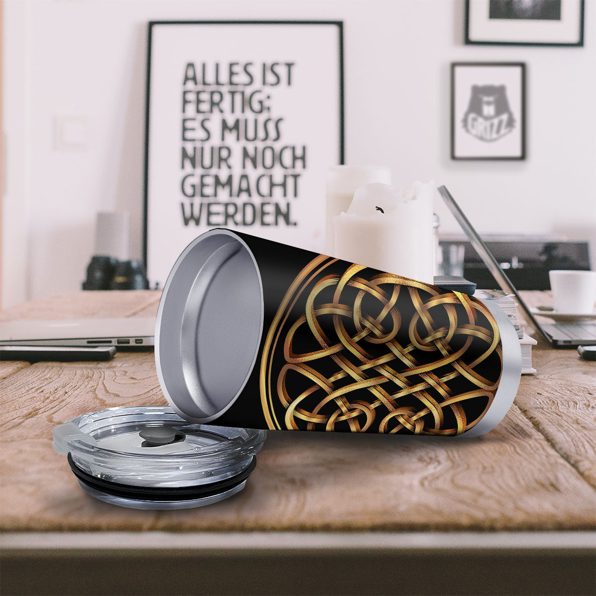 Celtic Knot Golden Print Tumbler-grizzshop