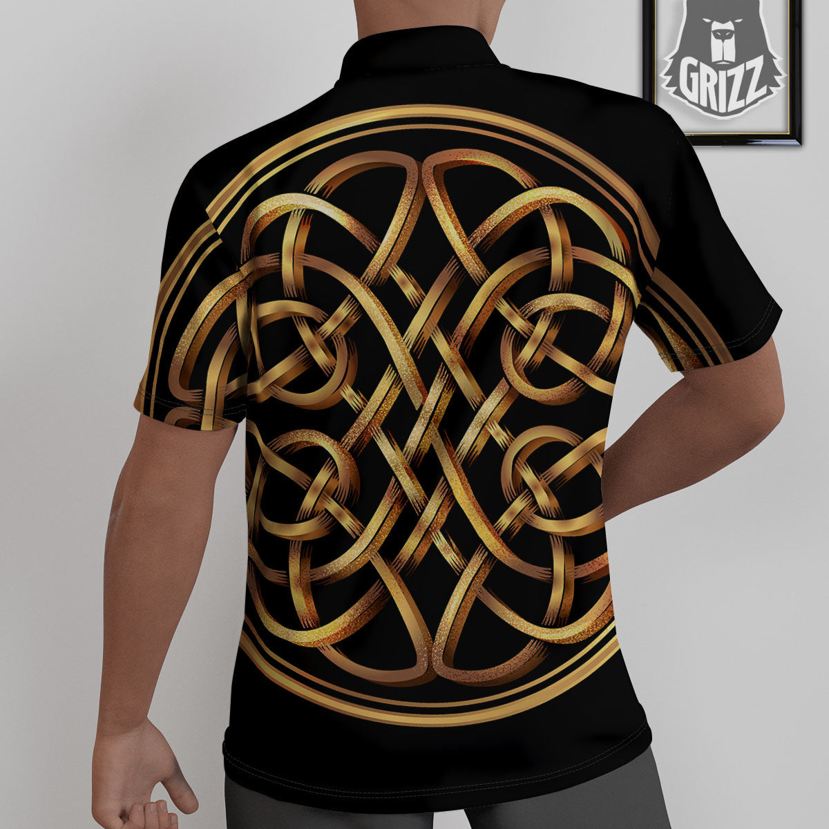 Celtic Knot Golden Print Untucked Shirts-grizzshop
