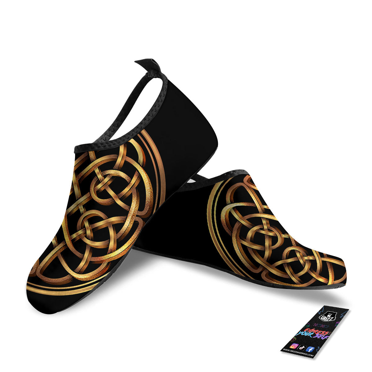 Celtic Knot Golden Print Water Shoes-grizzshop