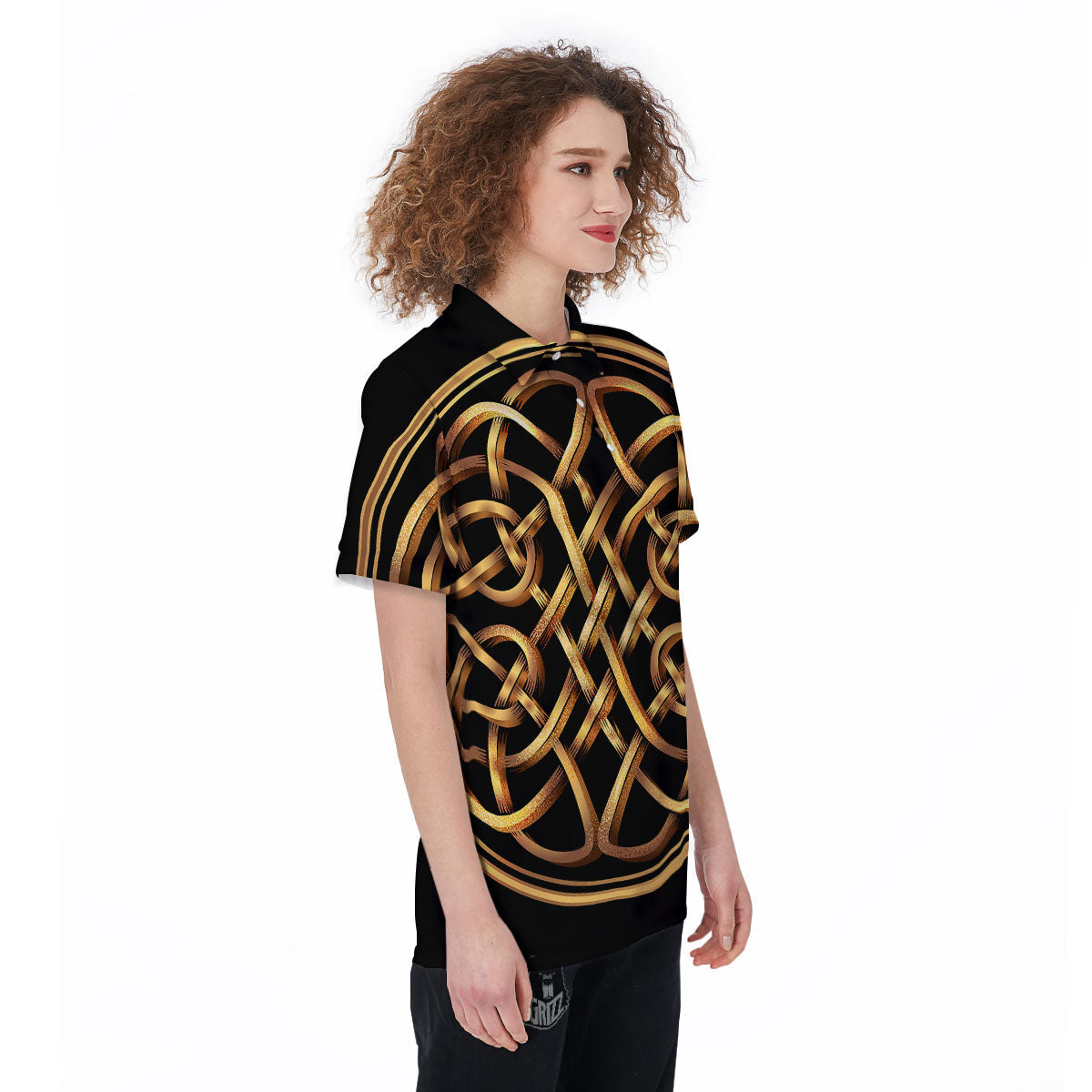 Celtic Knot Golden Print Women's Golf Shirts-grizzshop