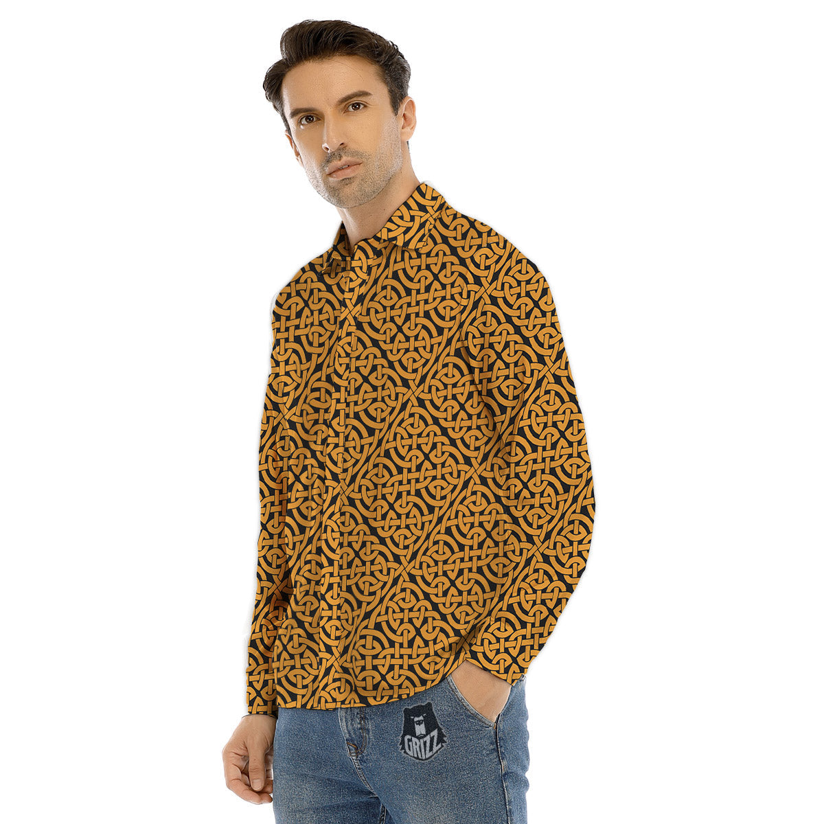 Celtic Knot Print Pattern Men's Dress Shirts-grizzshop