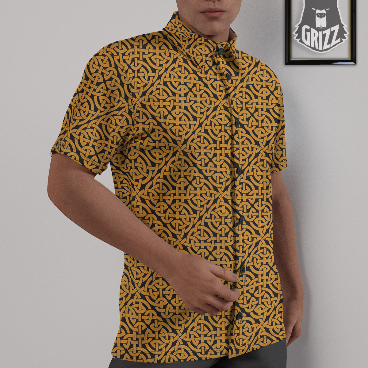 Celtic Knot Print Pattern Untucked Shirts-grizzshop