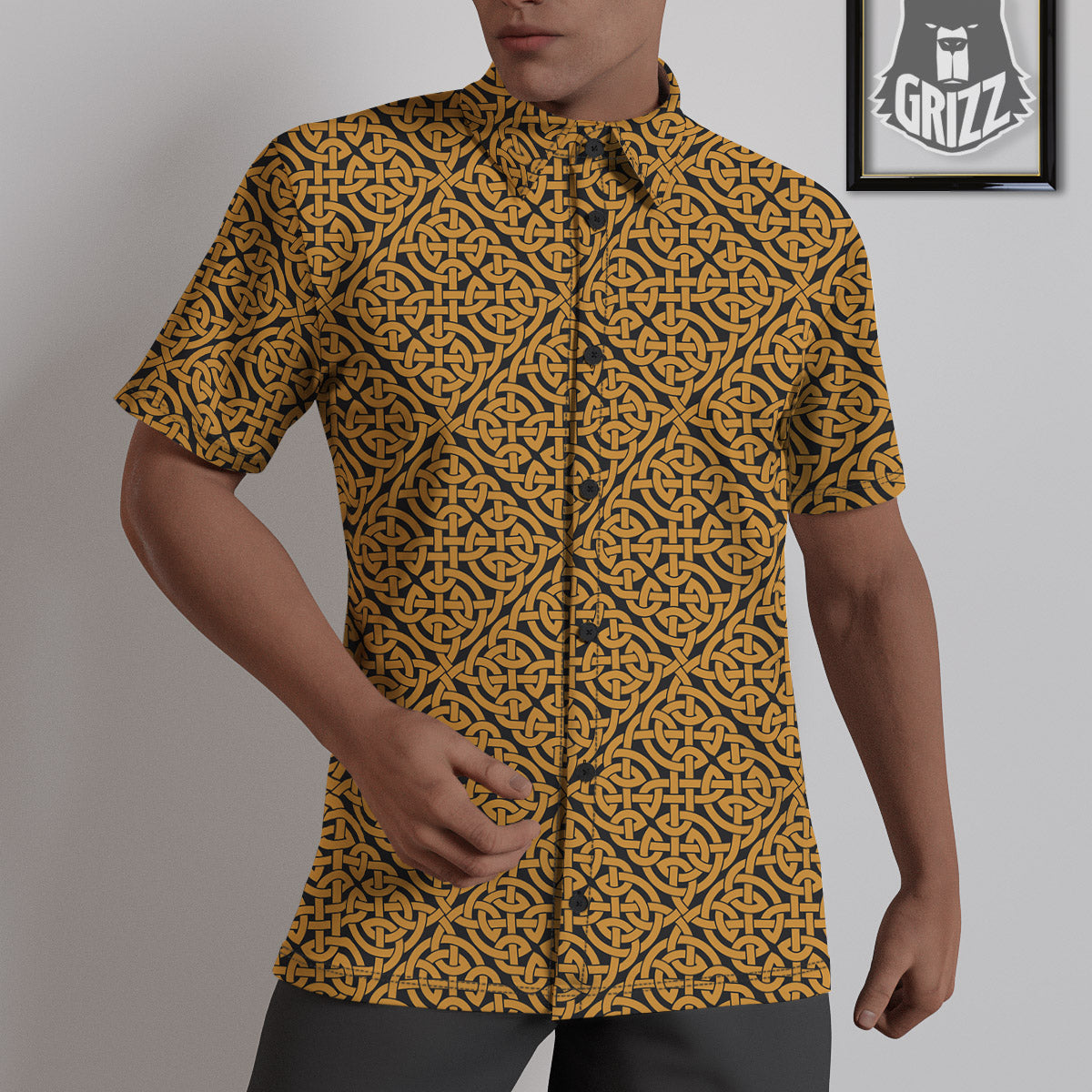 Celtic Knot Print Pattern Untucked Shirts-grizzshop
