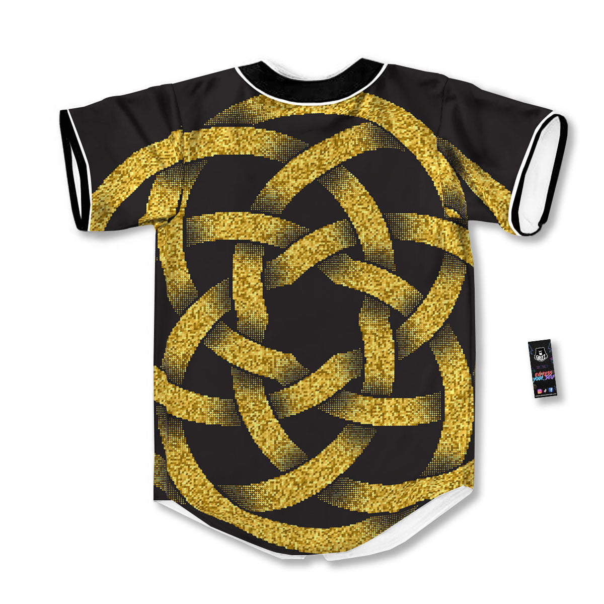 Celtic Knot Symbol Gold Circle Print Baseball Jersey-grizzshop