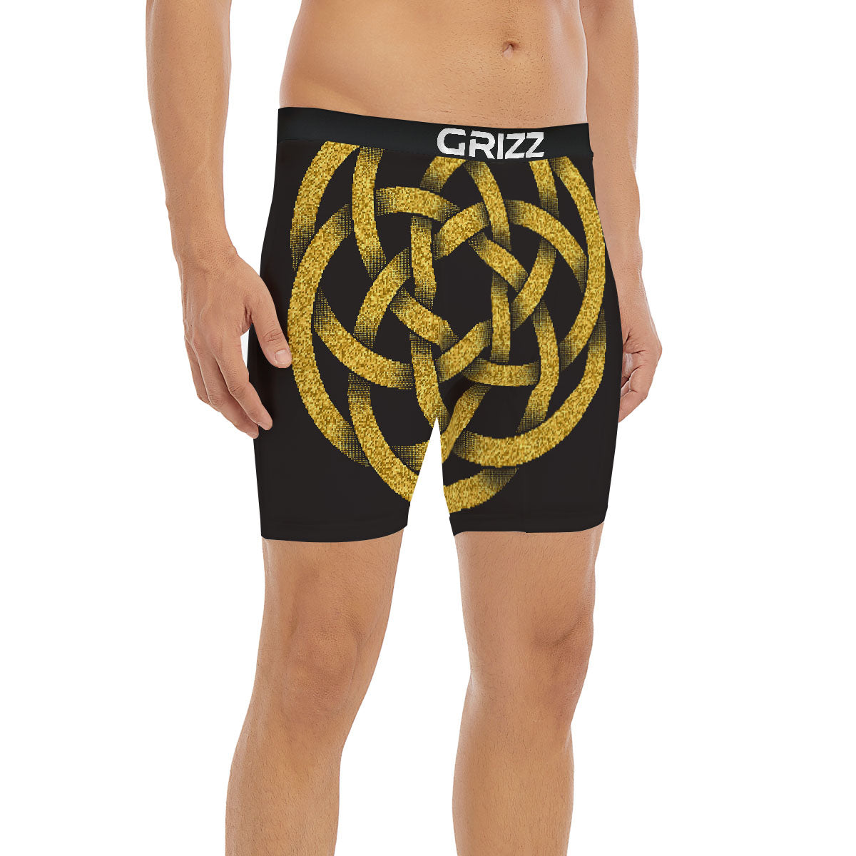Celtic Knot Symbol Gold Circle Print Boxer Briefs-grizzshop