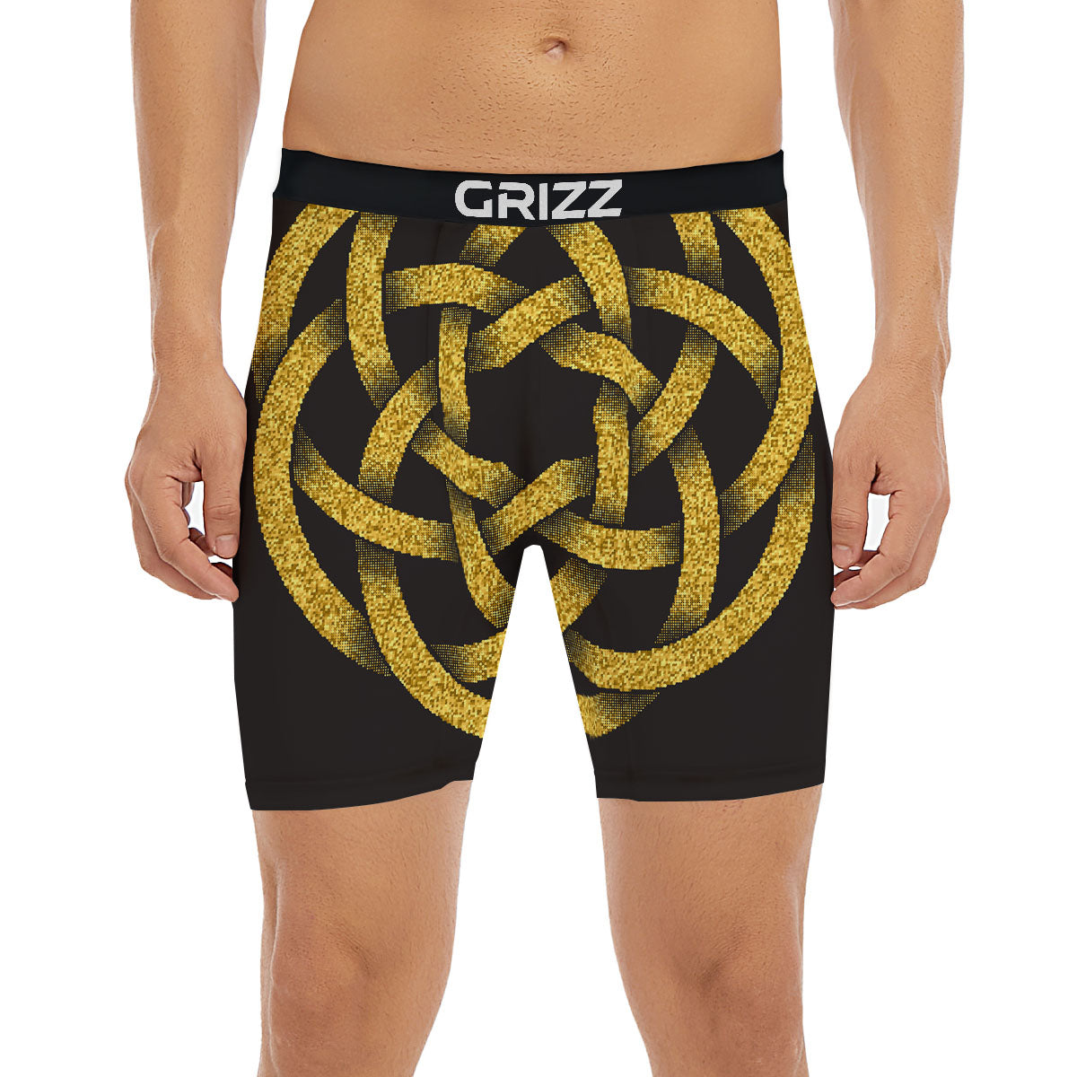 Celtic Knot Symbol Gold Circle Print Boxer Briefs-grizzshop