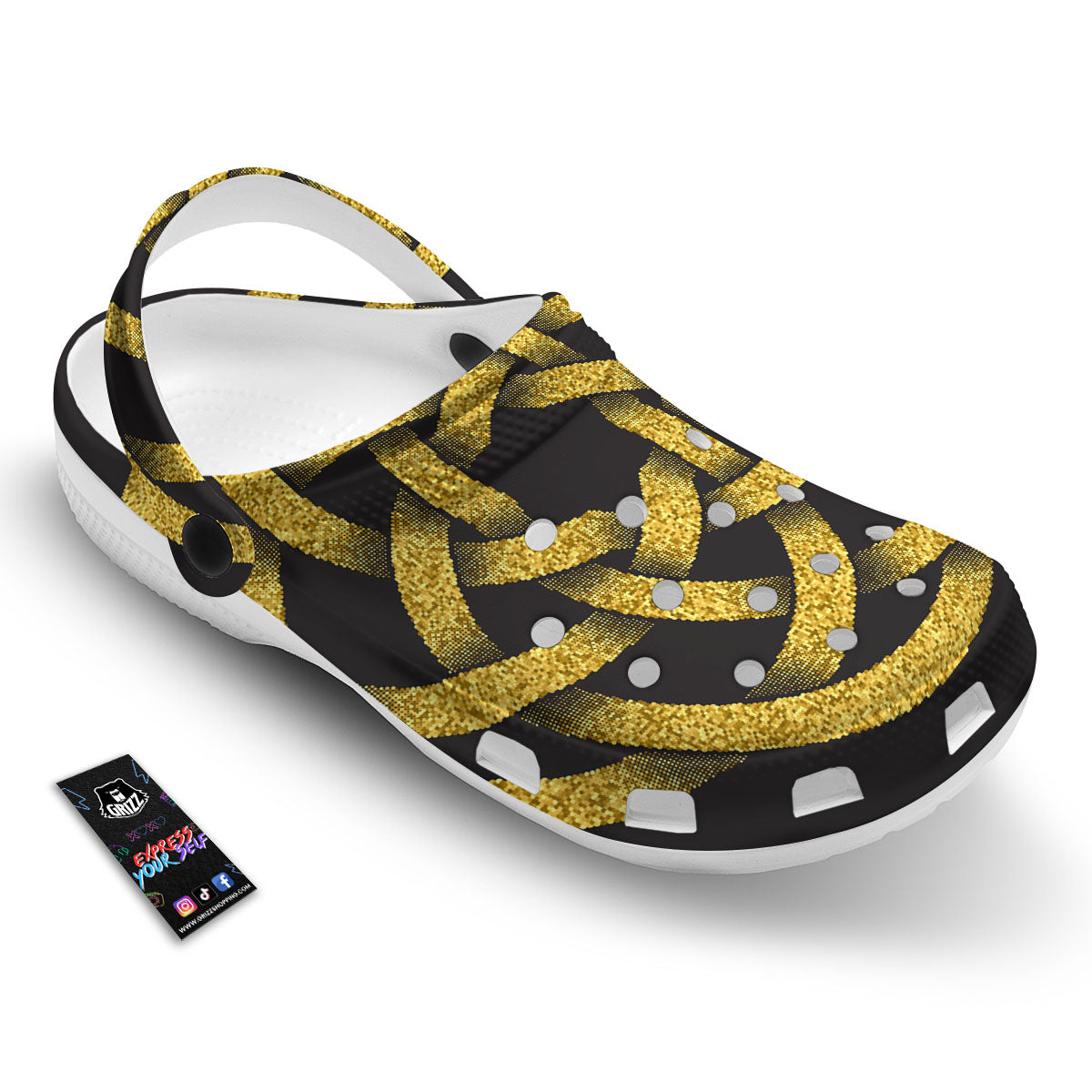 Celtic Knot Symbol Gold Circle Print Clog-grizzshop