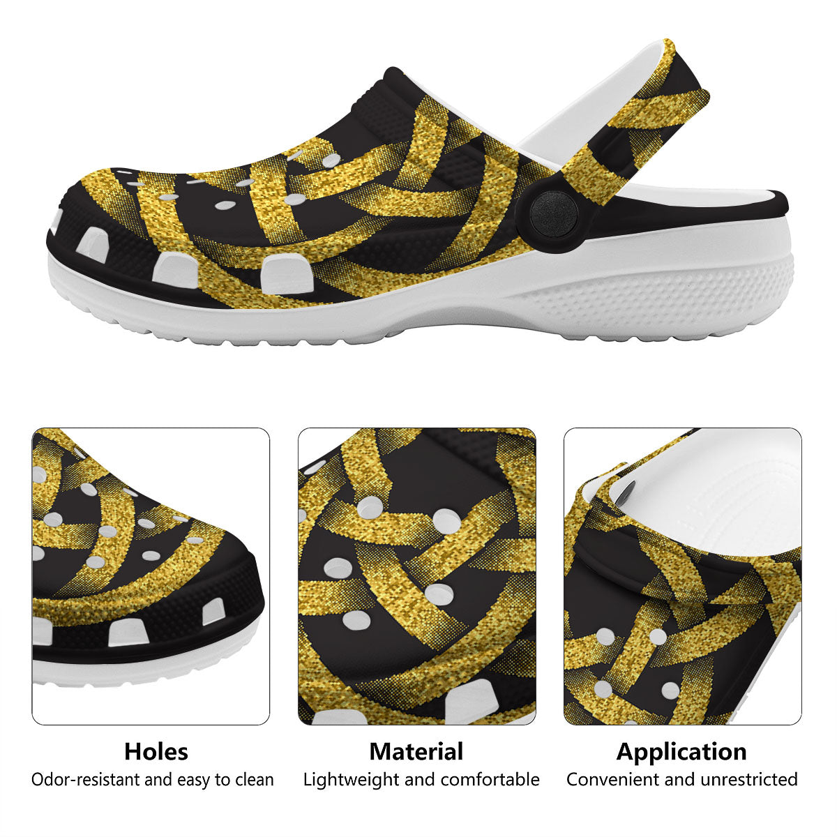 Celtic Knot Symbol Gold Circle Print Clog-grizzshop