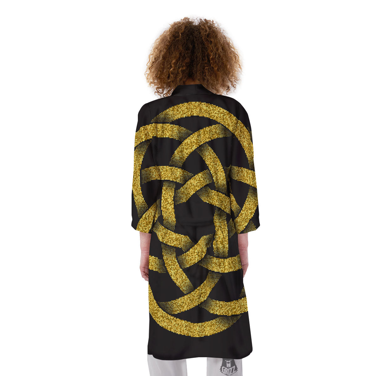 Celtic Knot Symbol Gold Circle Print Kimono-grizzshop