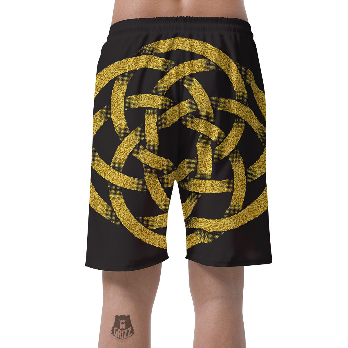 Celtic Knot Symbol Gold Circle Print Men's Shorts-grizzshop