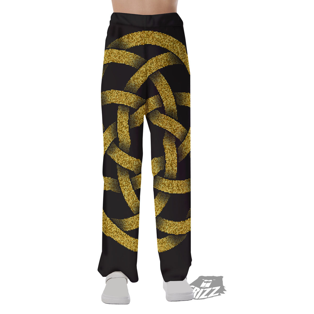 Celtic Knot Symbol Gold Circle Print Pajama Pants-grizzshop