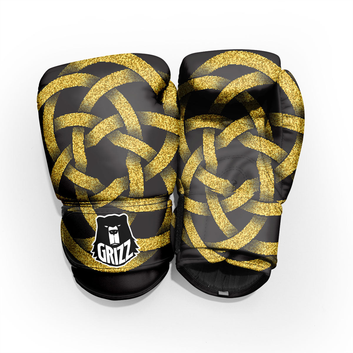 Celtic Knot Symbol Gold Circle Print Pro Boxing Glove
