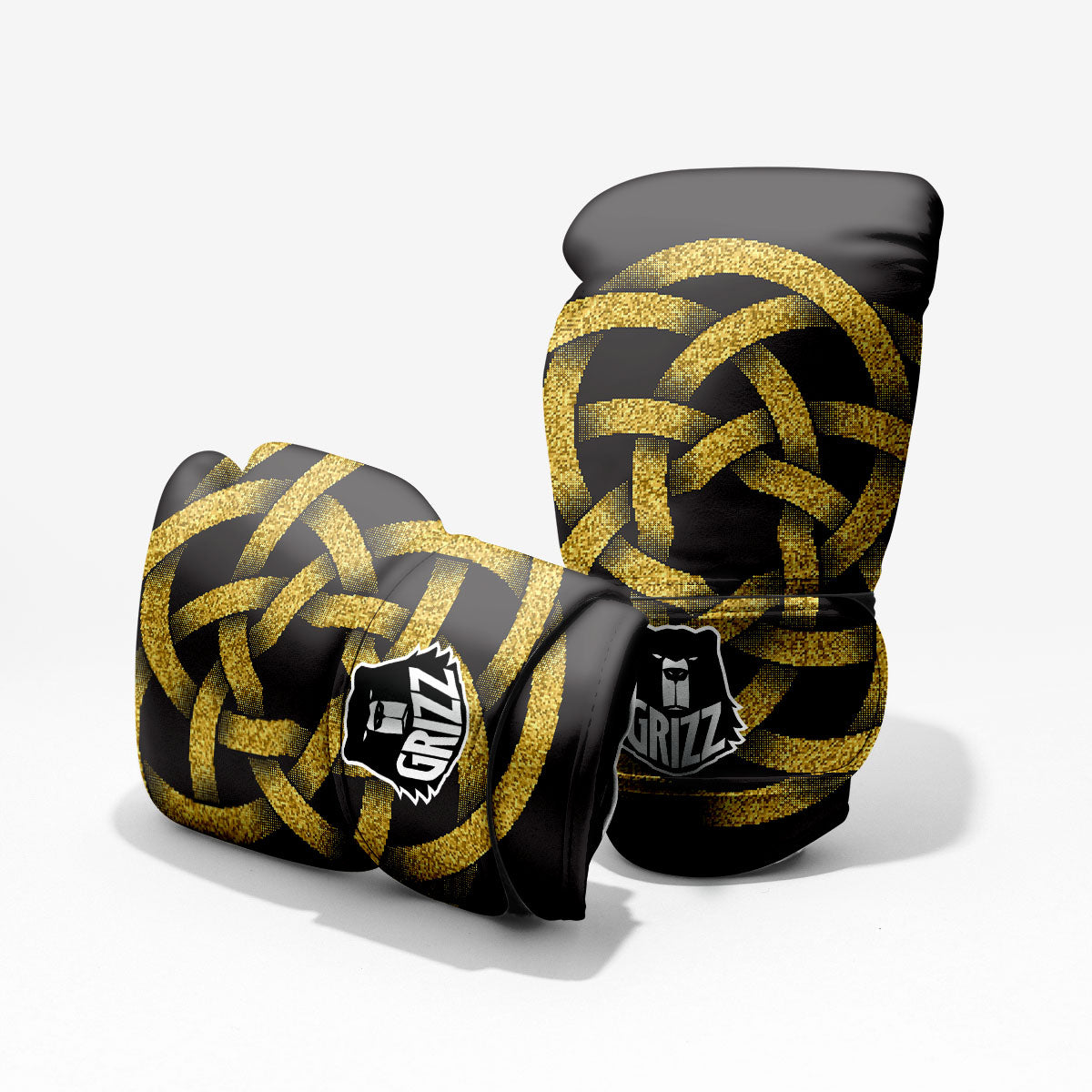 Celtic Knot Symbol Gold Circle Print Pro Boxing Glove
